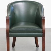 Green Cowhide Leather and Wooden Side/Dining/Desk Chair in English Style