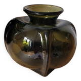 Round smoked glass vase