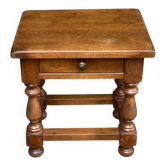 Tabouret table de chevet espagnole en chêne massif années 50
