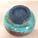 Vase boule raku vert pâle céramique