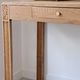 Art Deco oak desk, stripped finish, console size, 3 drawers.