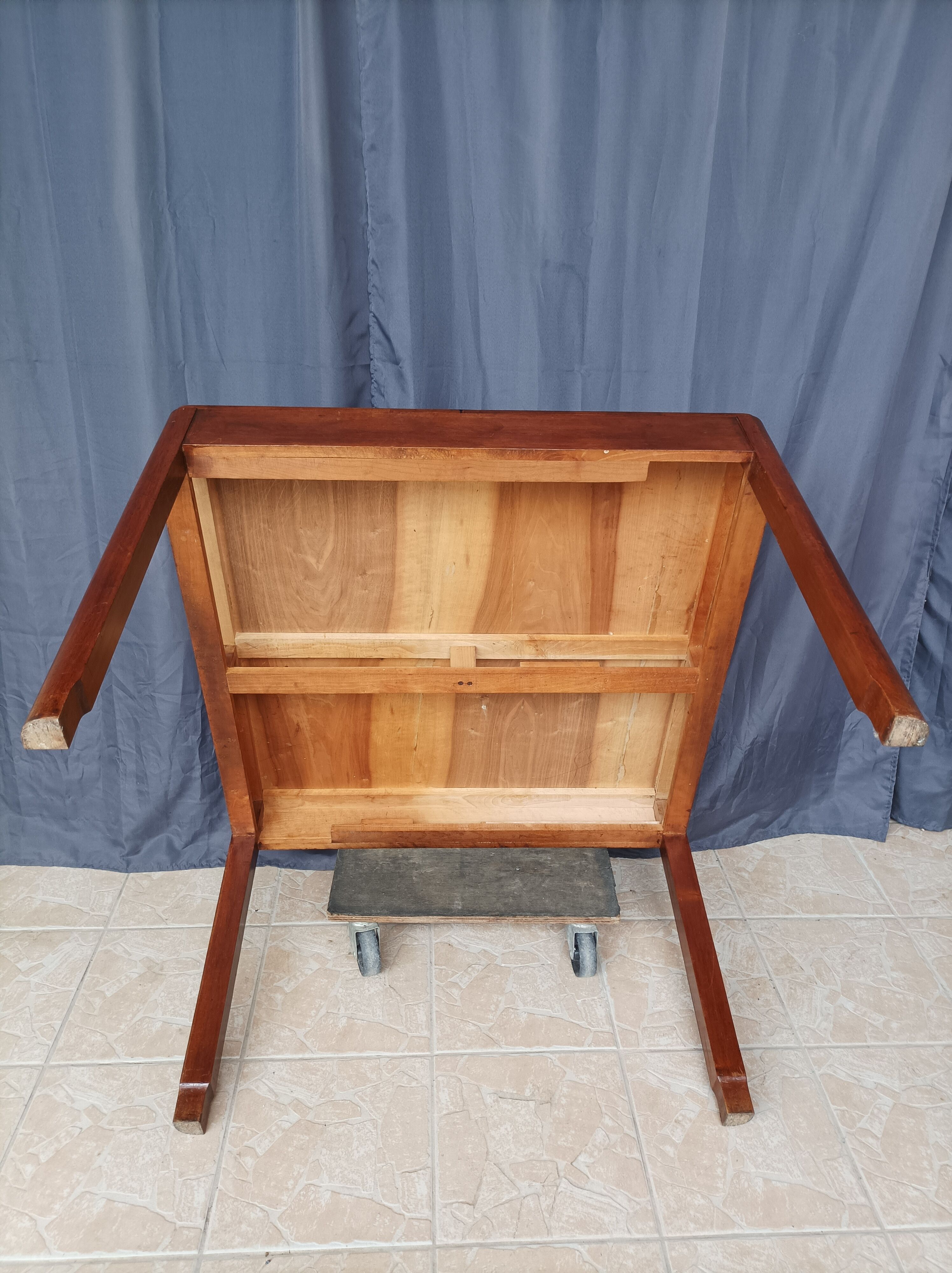 Vintage walnut table with 2 drawers