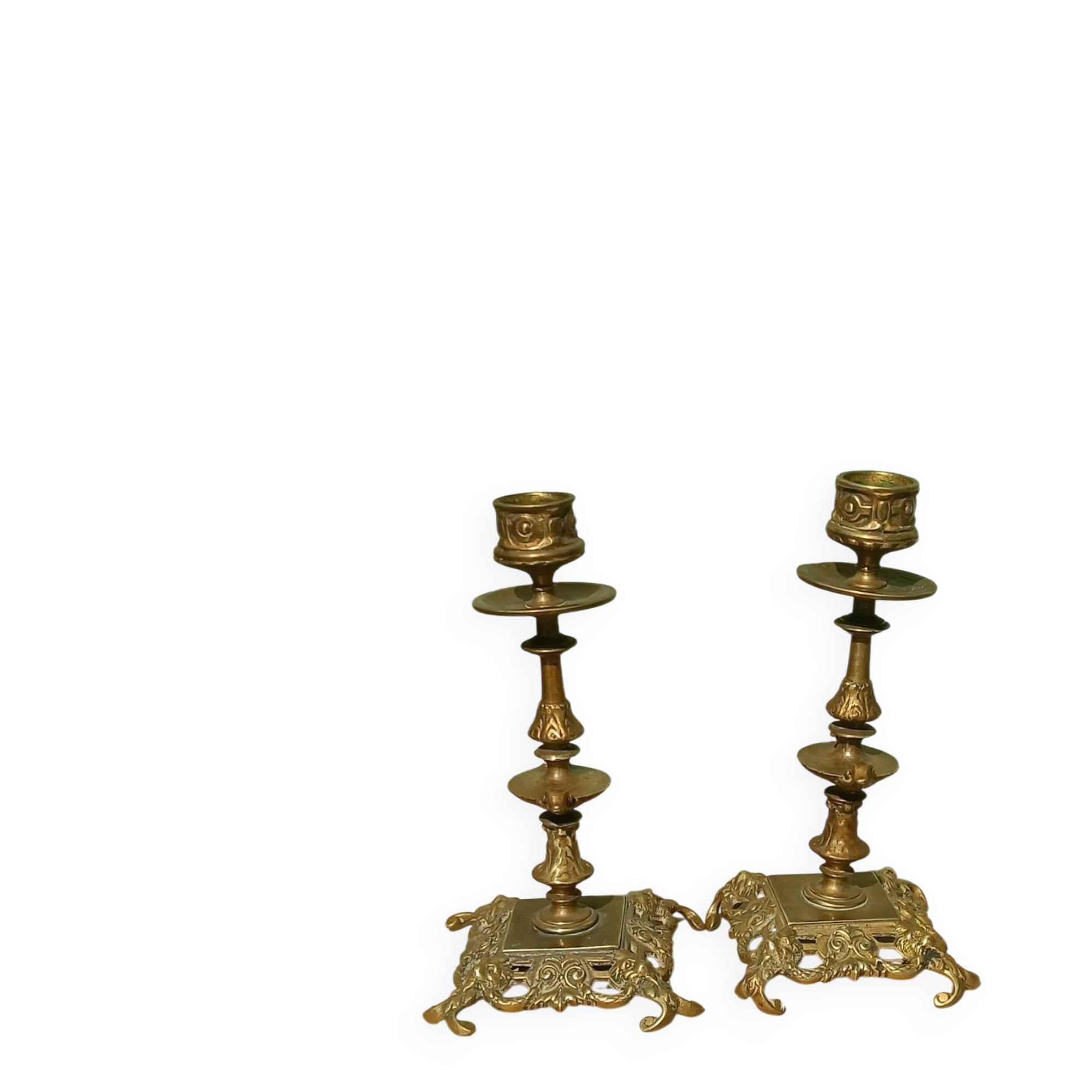 Pair of antique brass candlesticks – Napoleon III style