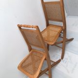 Pair vintage cannesy folding chairs