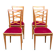 Set of 4 Art Deco Directoire chairs in solid wood and red velvet, 1960.