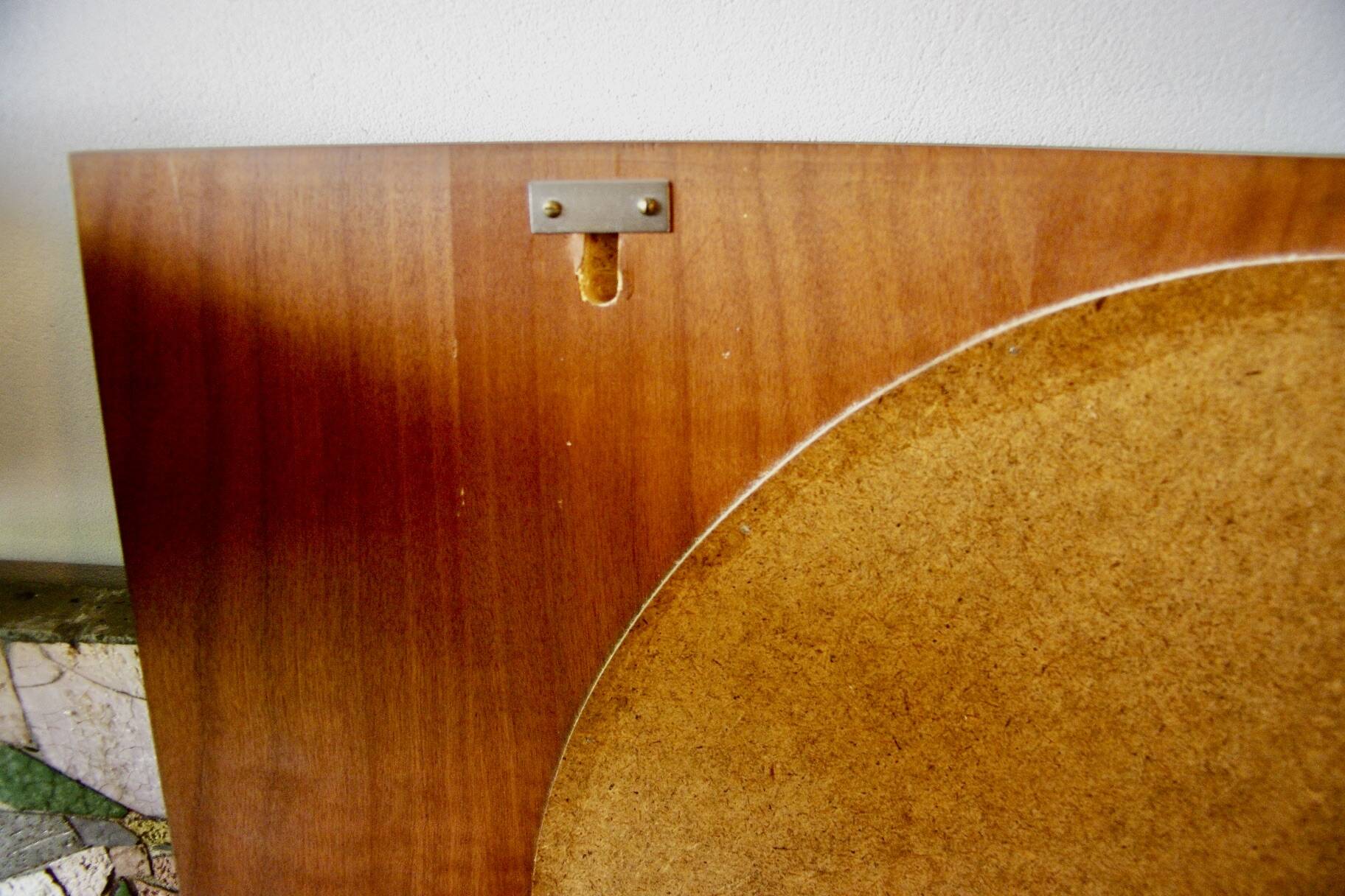 Vintage rosewood and ceramic mirror by berthold muller 1950