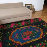 Charming Romanian rug with deers, lovely nature scenery on a floral background 155x205cm