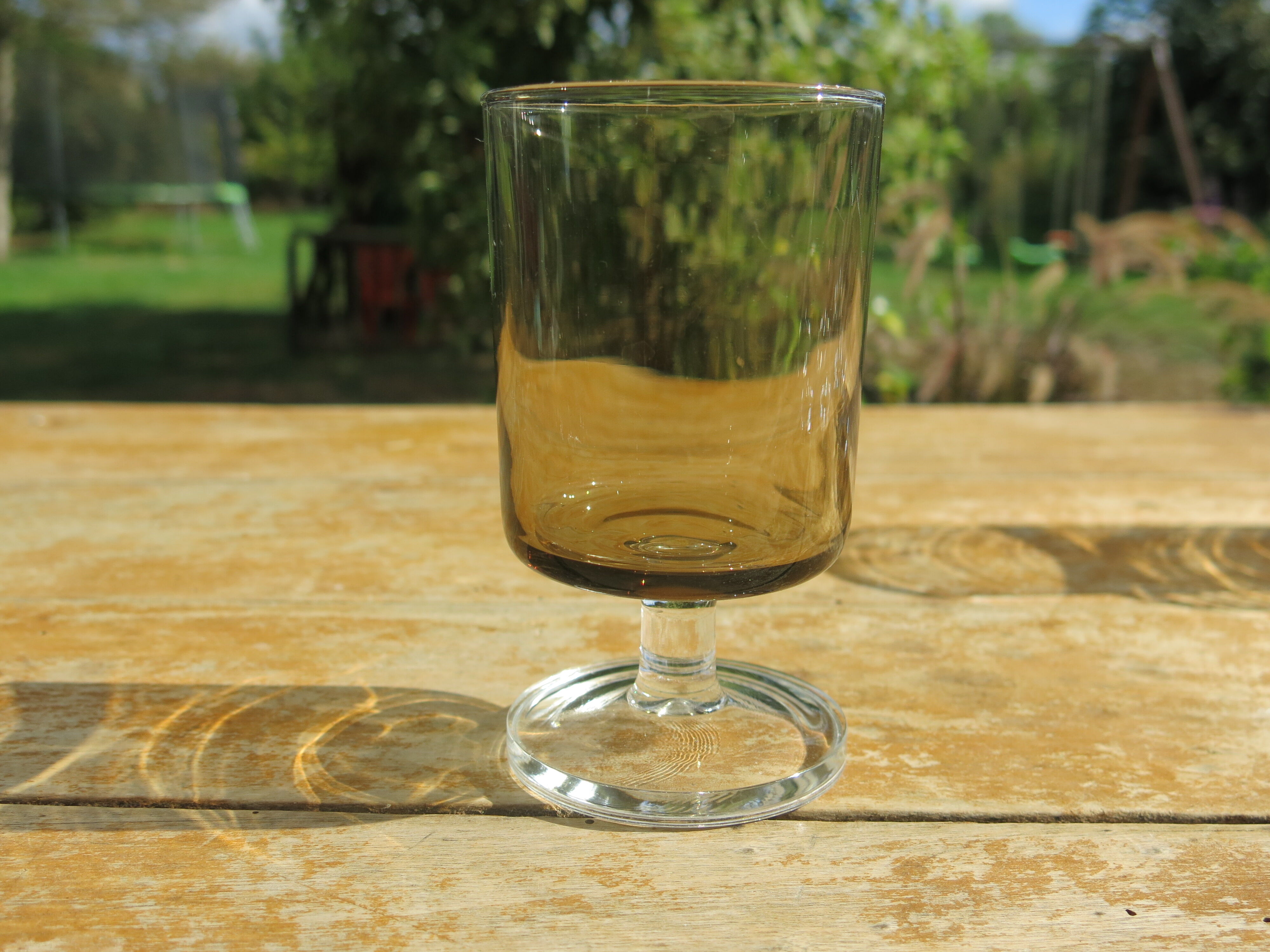 11 gray smoked glass foot glasses in excellent vintage condition