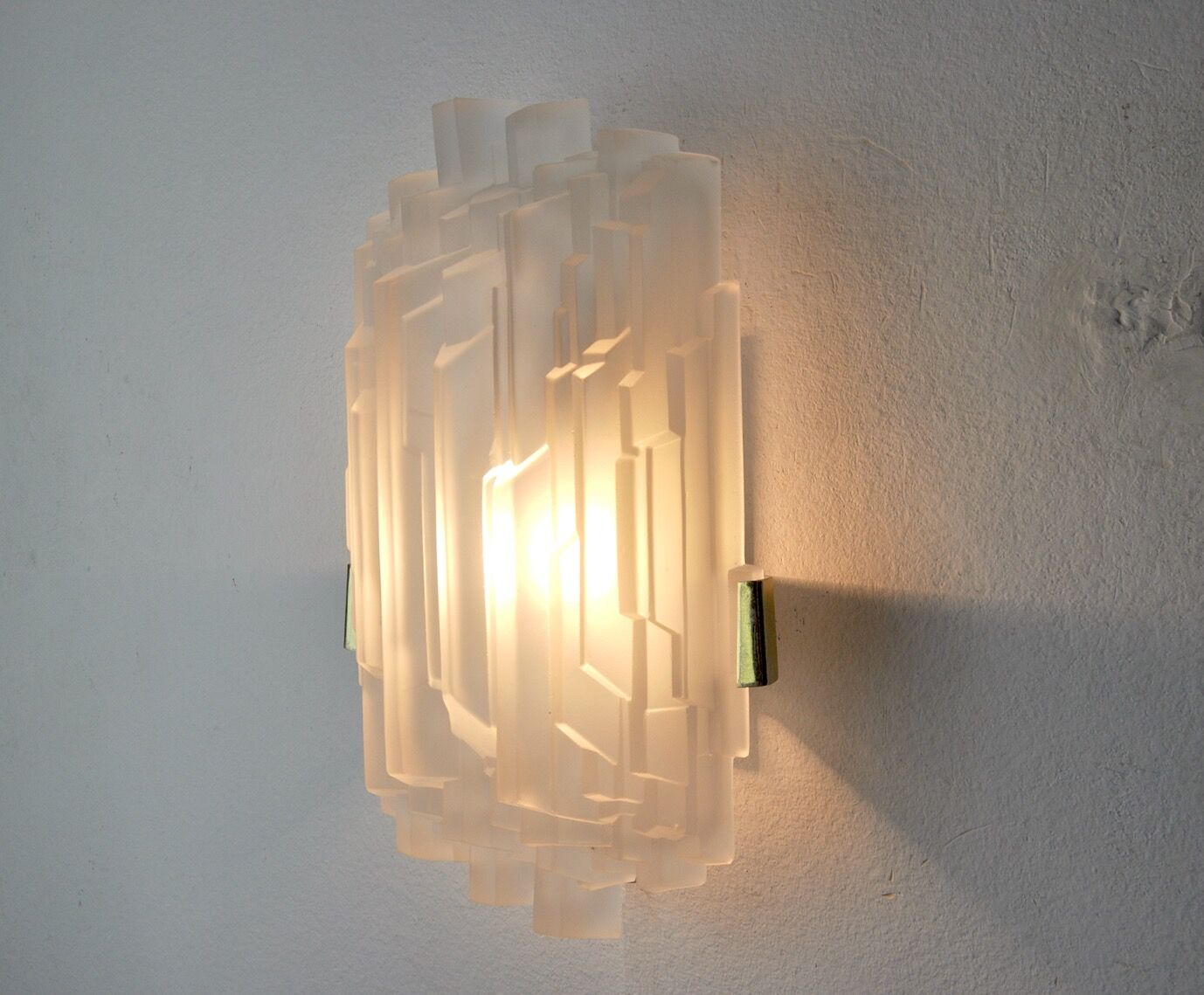 Wall lamp J.T Kalmar, frosted glass Austria 1970