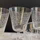 6 large antique wine or water glasses engraved with arabesques