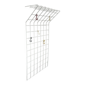 Minimalist white German mid-century coat rack with strings from the 1960s.