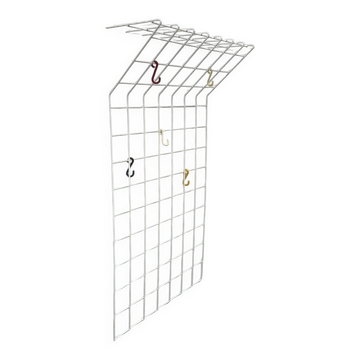 Minimalist white German mid-century coat rack with strings from the 1960s.