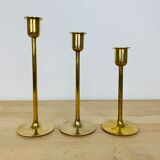 Three Scandinavian brass candle holders