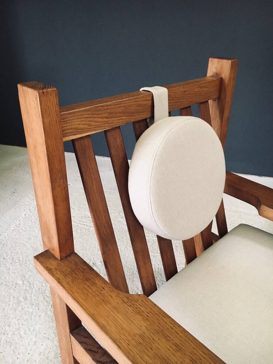 Brutalist Square Oak Lounge Chair, Belgium, 1950s