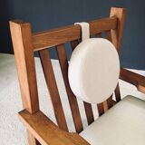 Brutalist Square Oak Lounge Chair, Belgium, 1950s