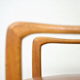 Pair of vintage Danish teak and leather armchairs