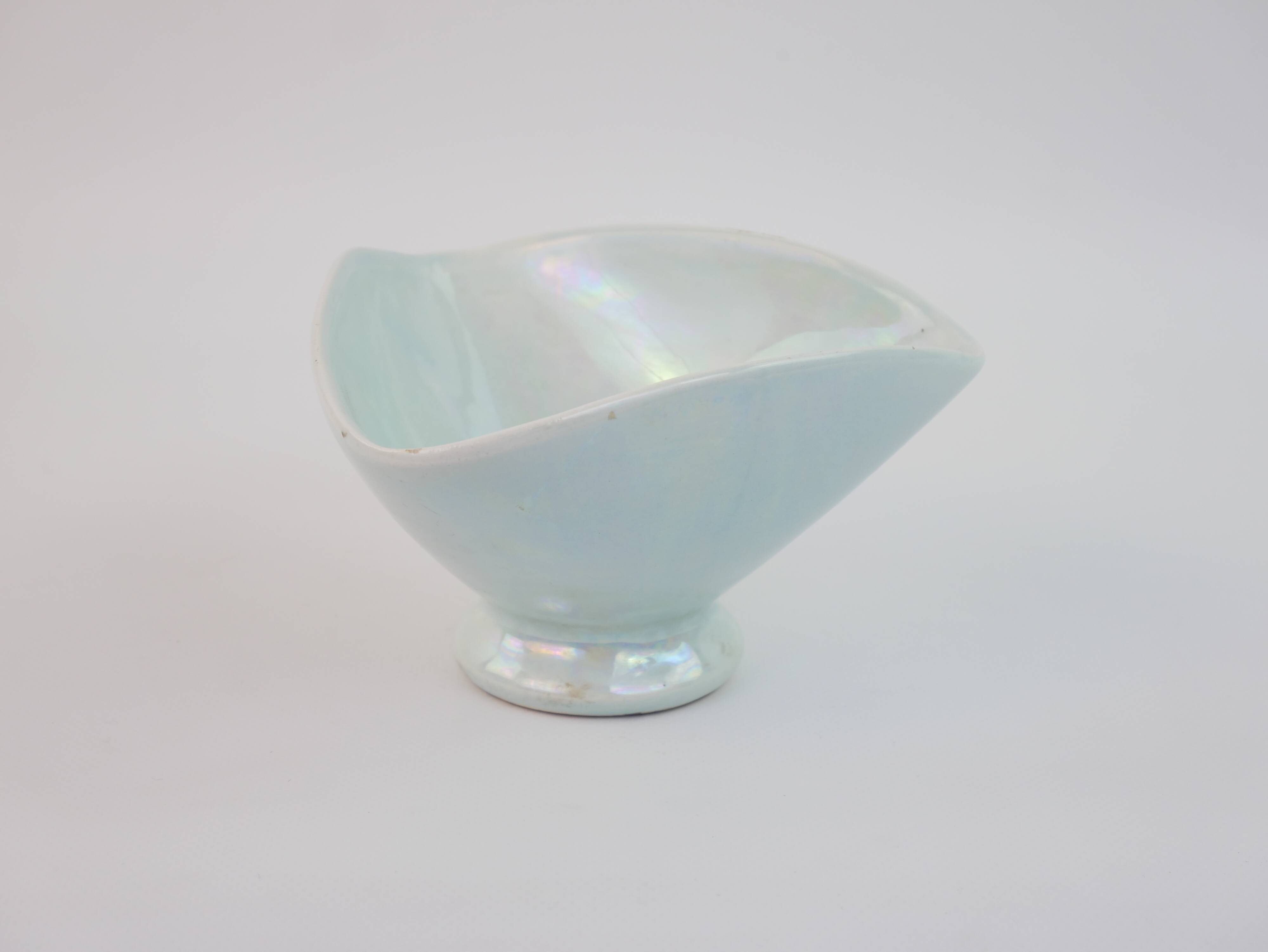Small bowl or empty pocket in iridescent sky blue ceramic Vallauris circa 1950