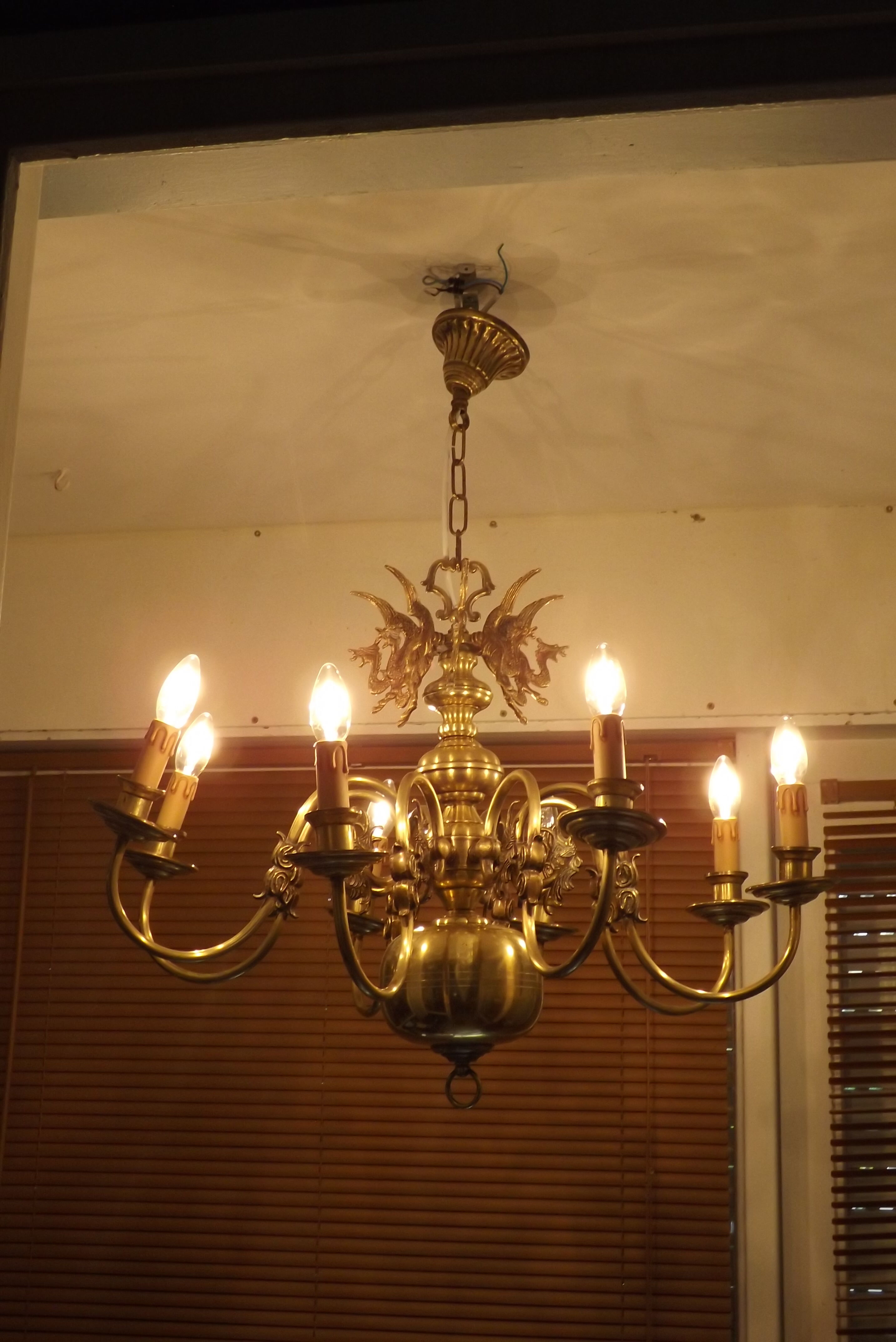 Dutch brass and bronze chandelier