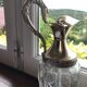 Pair of glass and silver metal ewers