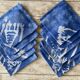 11 small Tye & Dye towels with African patterns - Blue - cotton - 35x35 cm