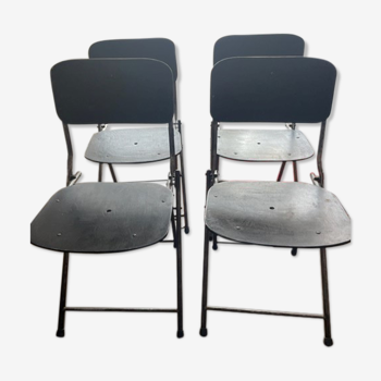 Set of 4 folding industrial chairs