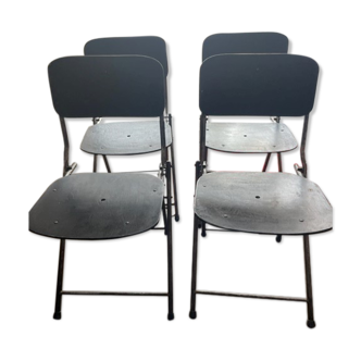 Set of 4 folding industrial chairs