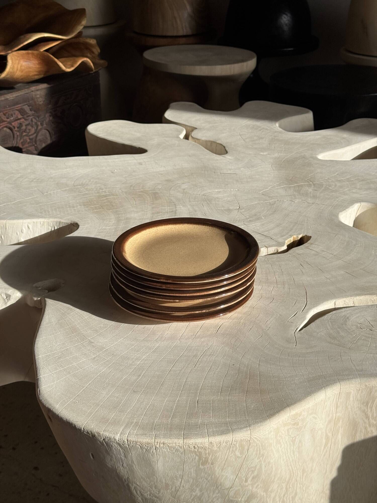 Set of 6 small stoneware dessert plates, Oxford brand, made in Brazil