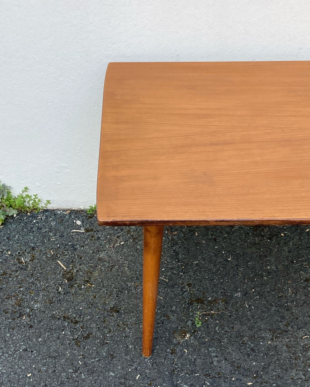 Wooden coffee table with compass leg