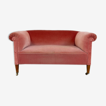 Vintage pink velvet two seater sofa