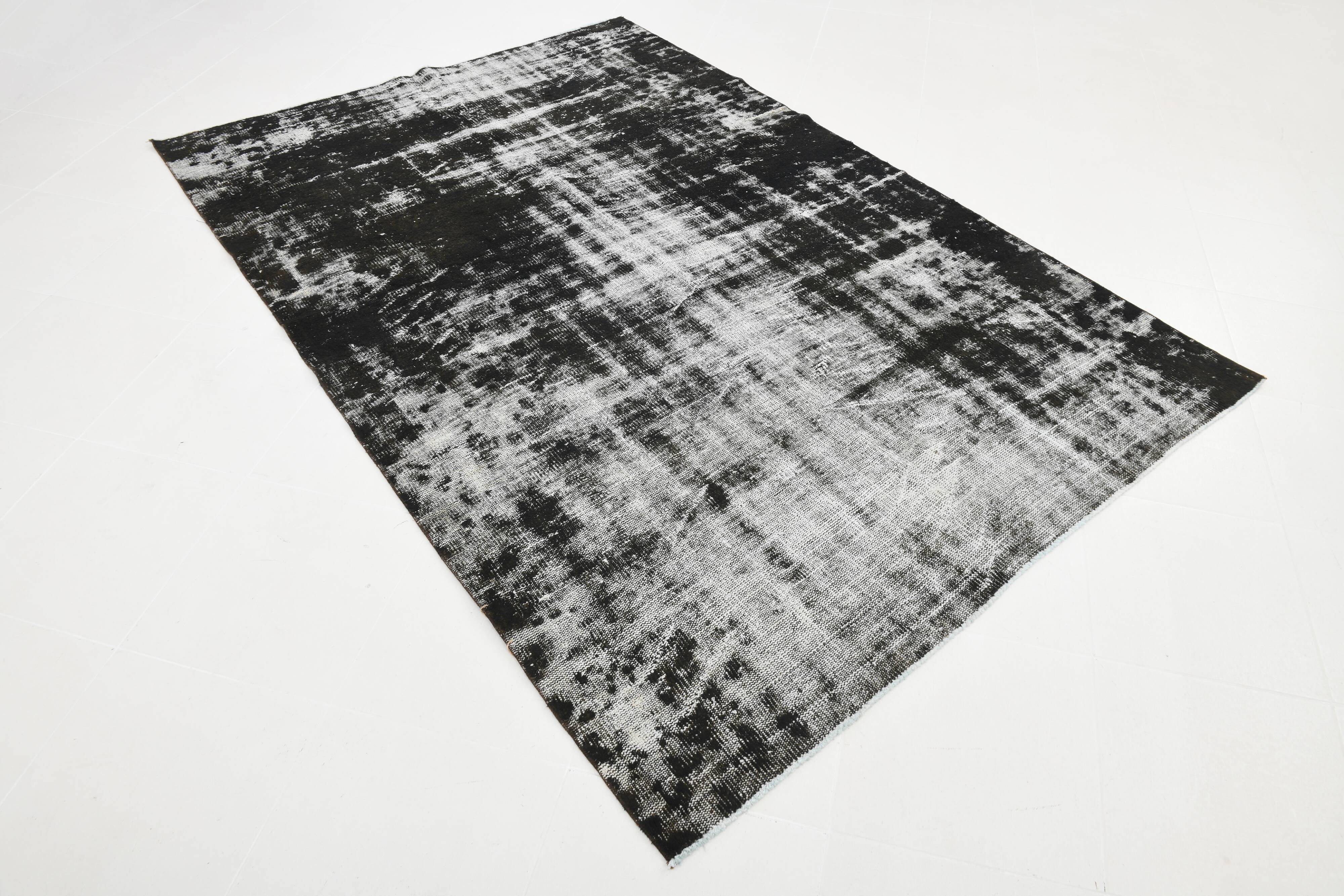 Black & gray antique handmade Turkish rug 259x175cm