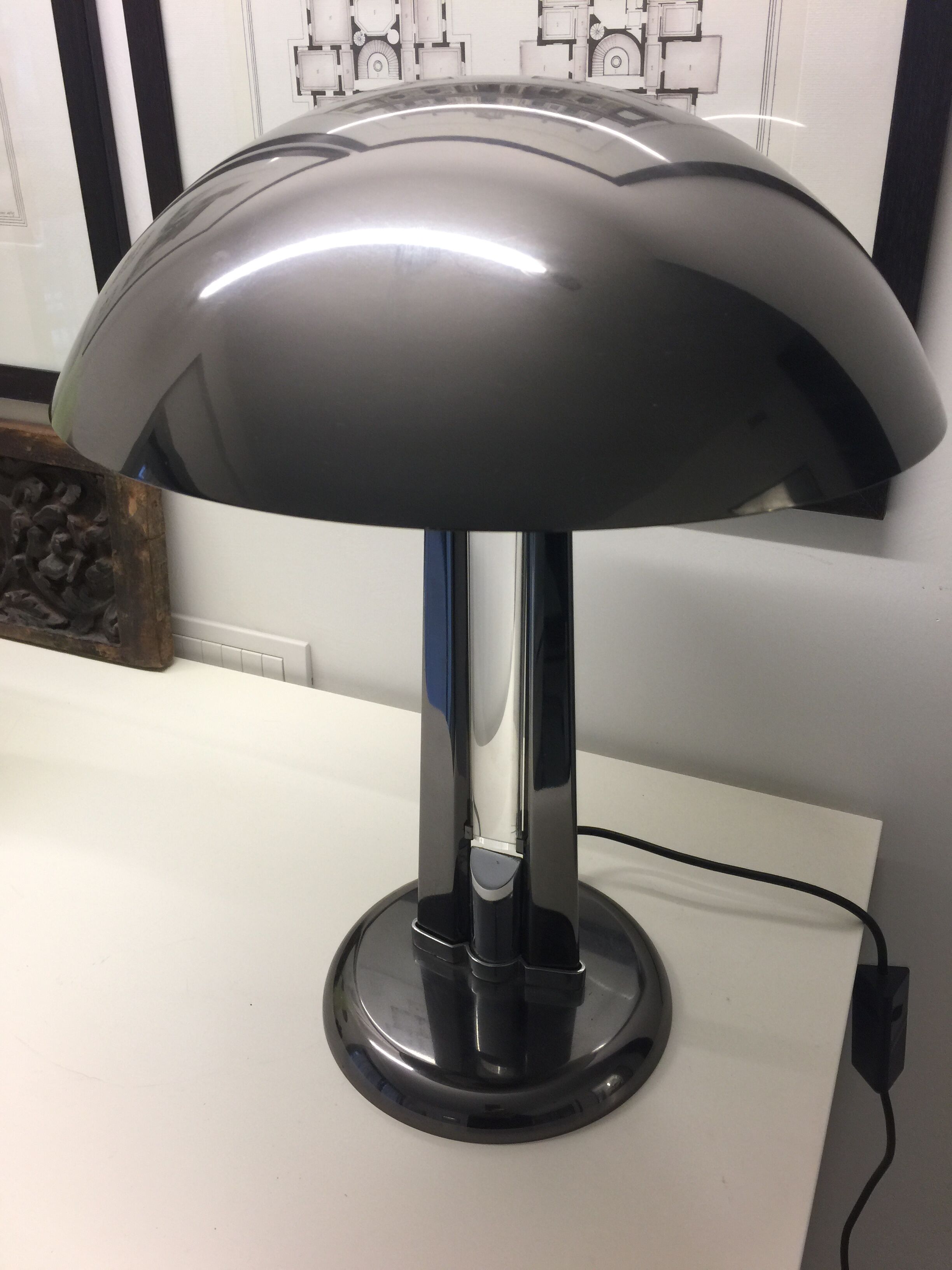 Rare Signed Italian vintage table lamp by Oscar Torlasco for Stilkronen. 1970s