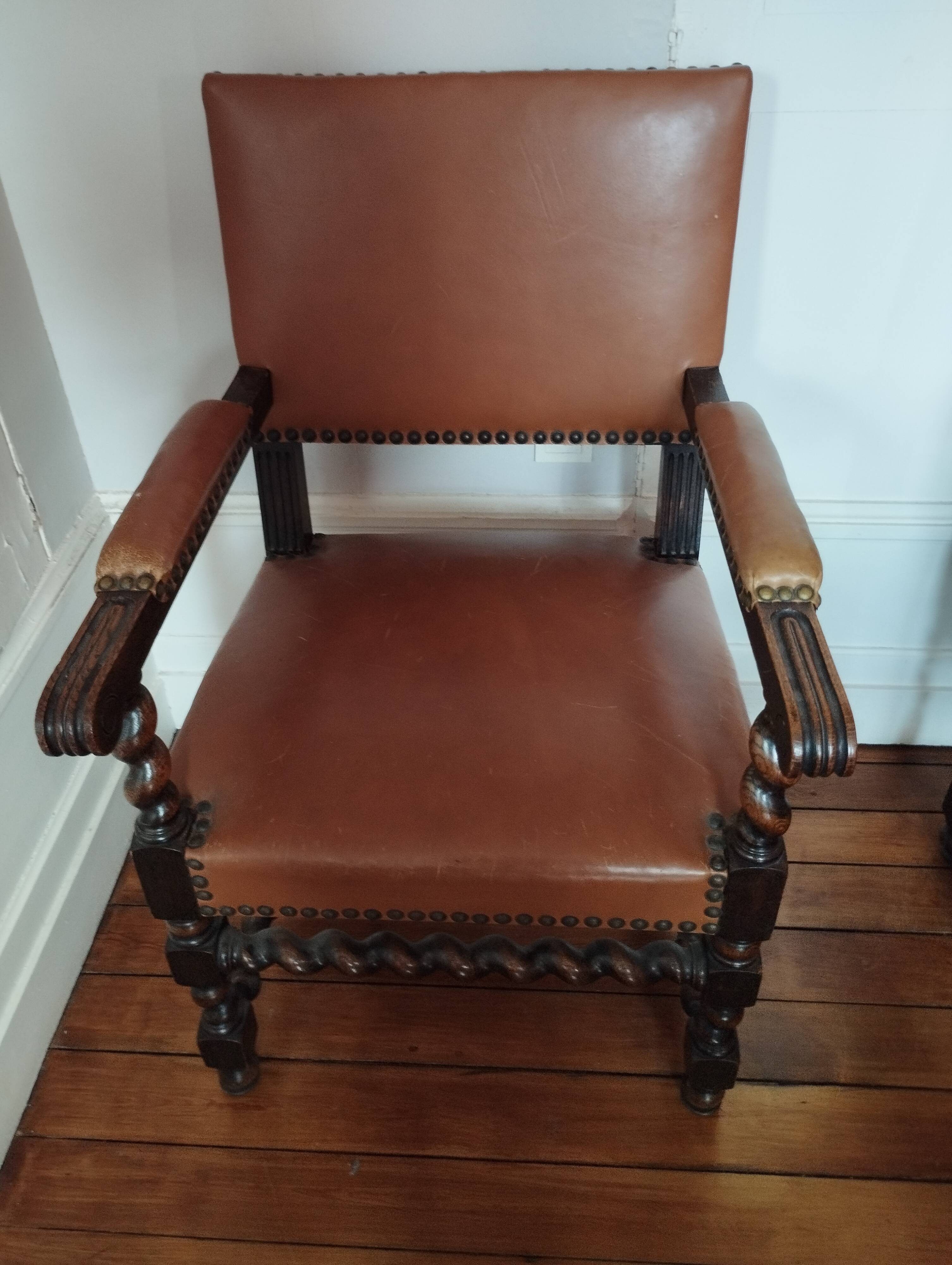 3 Louis XIII style armchairs