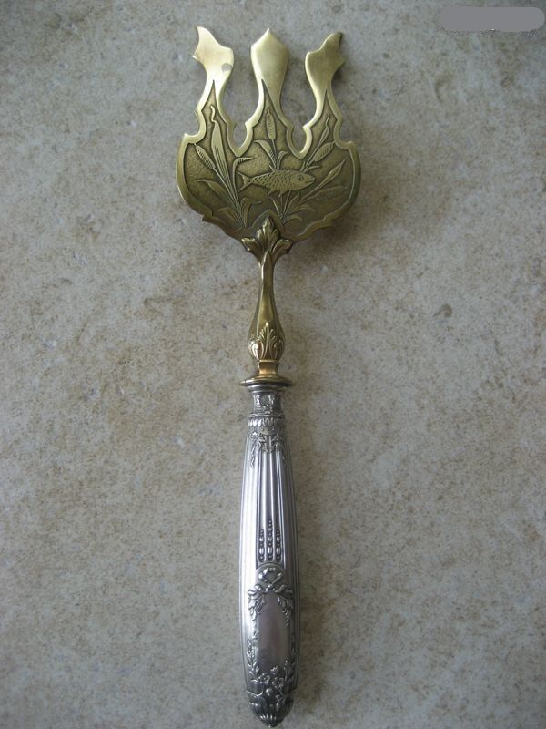 Silver and Vermeil fish covers with his box