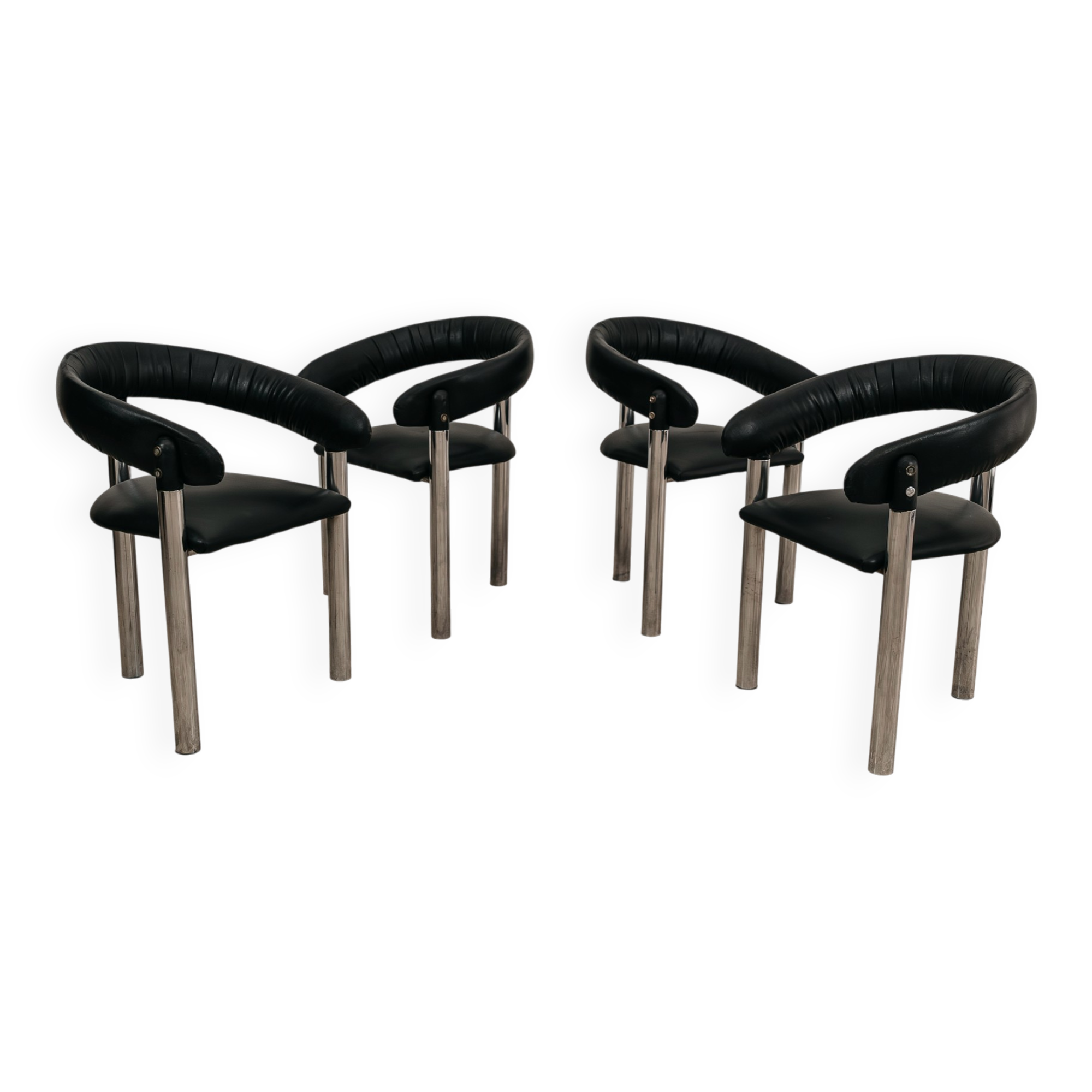 Set of 4 vintage 1970s design dining chairs modernariato.
