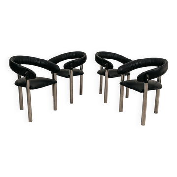 Set de 4 fauteuils de salle à manger design années 70 vintage modernariato