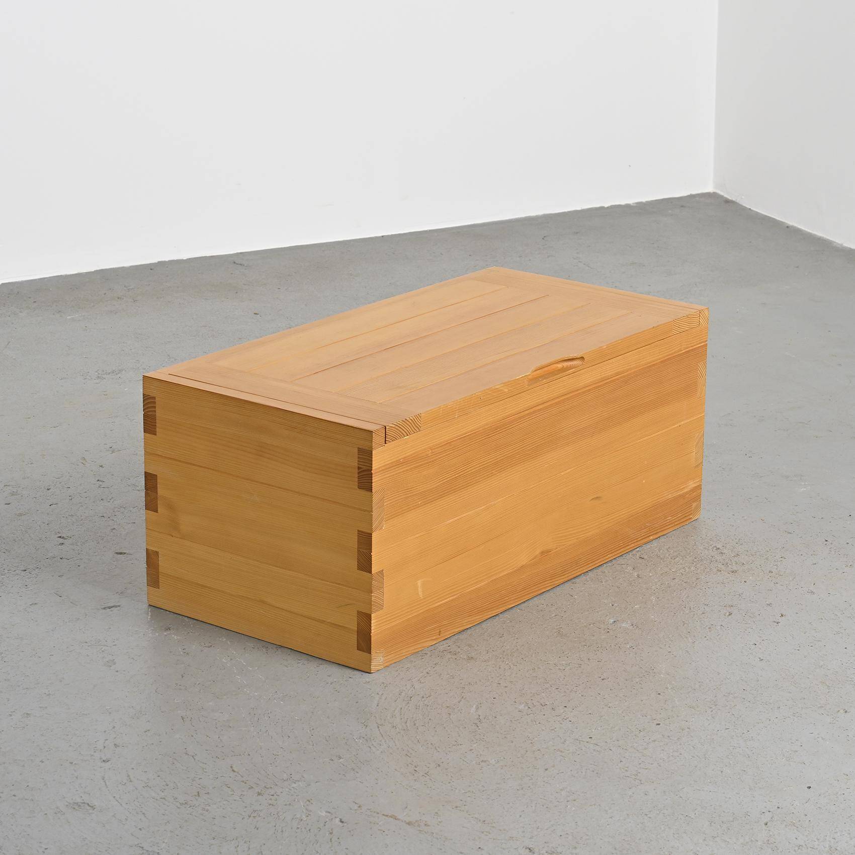 Solid elm chest by Maison Regain, 1970s