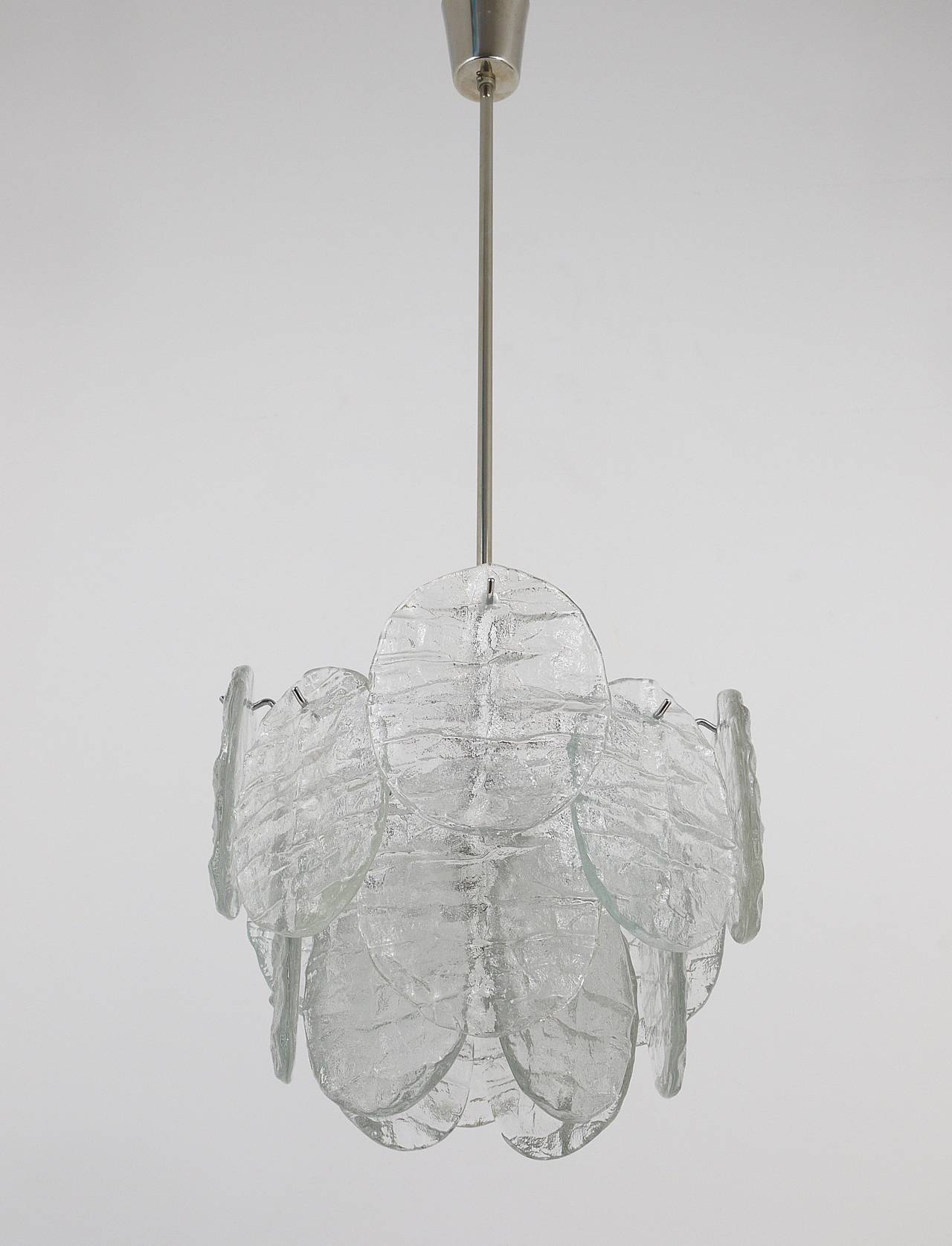 J.T. Kalmar Vienna Lustre Mid-Century in Glazed Glass, Austria, 1960s