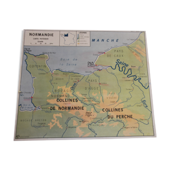 School map old geography / mdi poster school physical normandy - parisien basin map