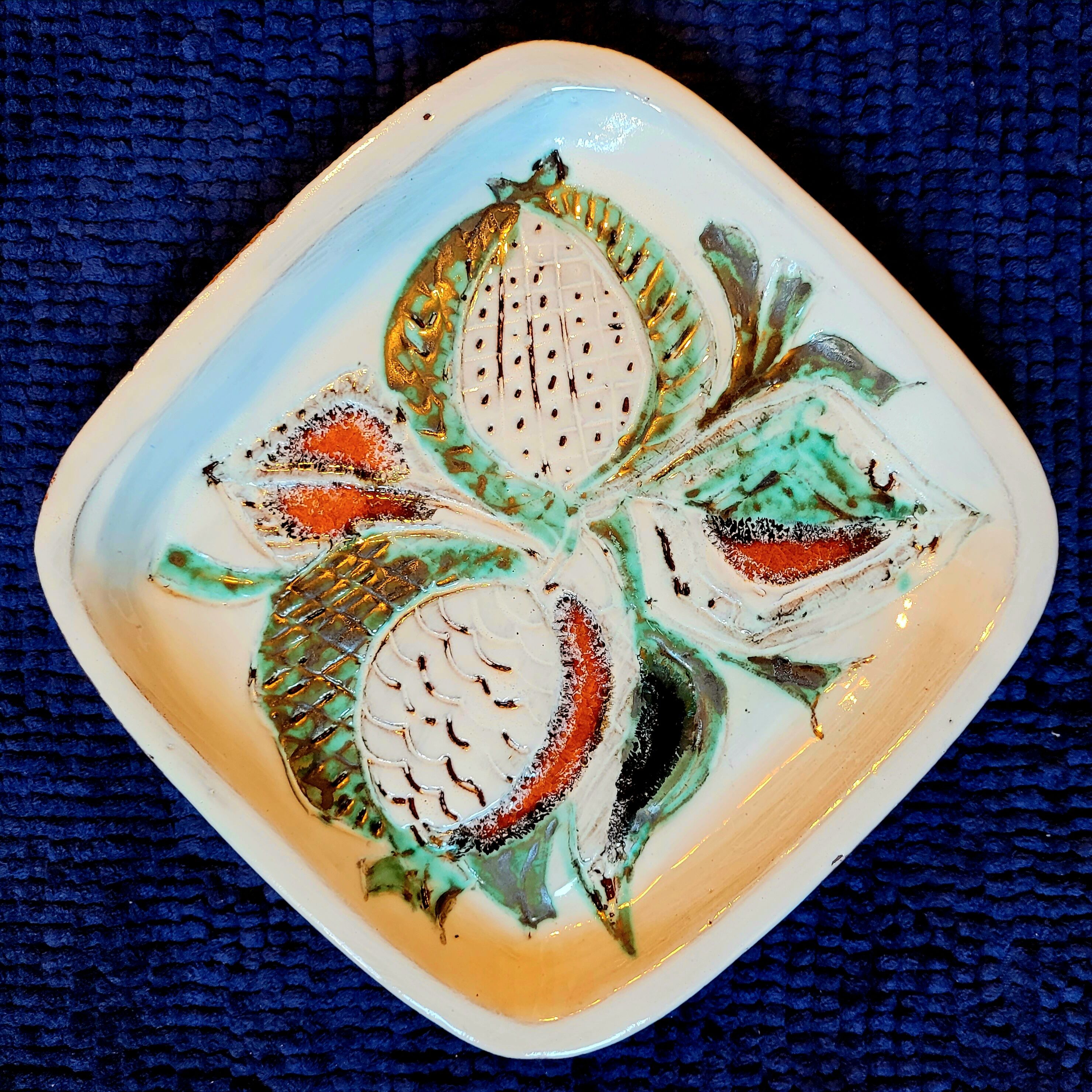 Old vintage ceramic dish Vallauris 50s 60s