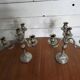 Pair of Louis XVI style candlesticks in silver-plated bronze