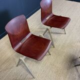 Ensemble de 4 chaises Galvanitas S22 acajou acier greige Pays Bas années 70