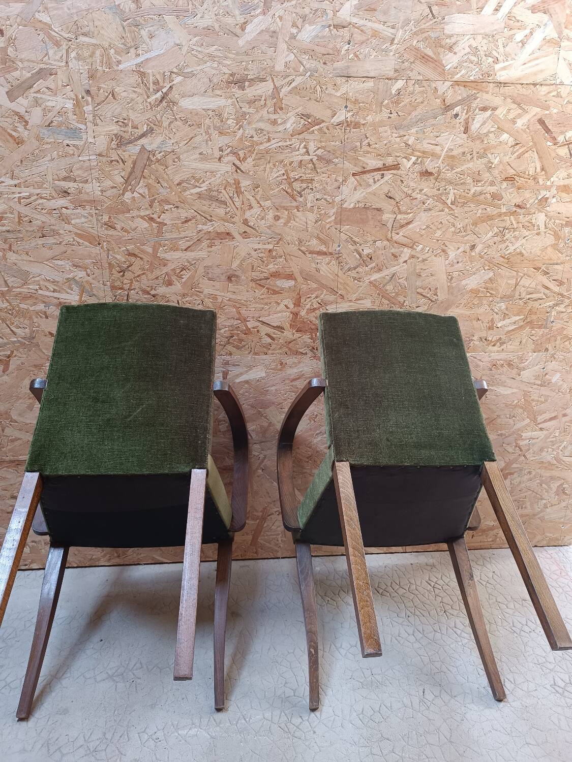 Paire de fauteuil club bridge velours vert