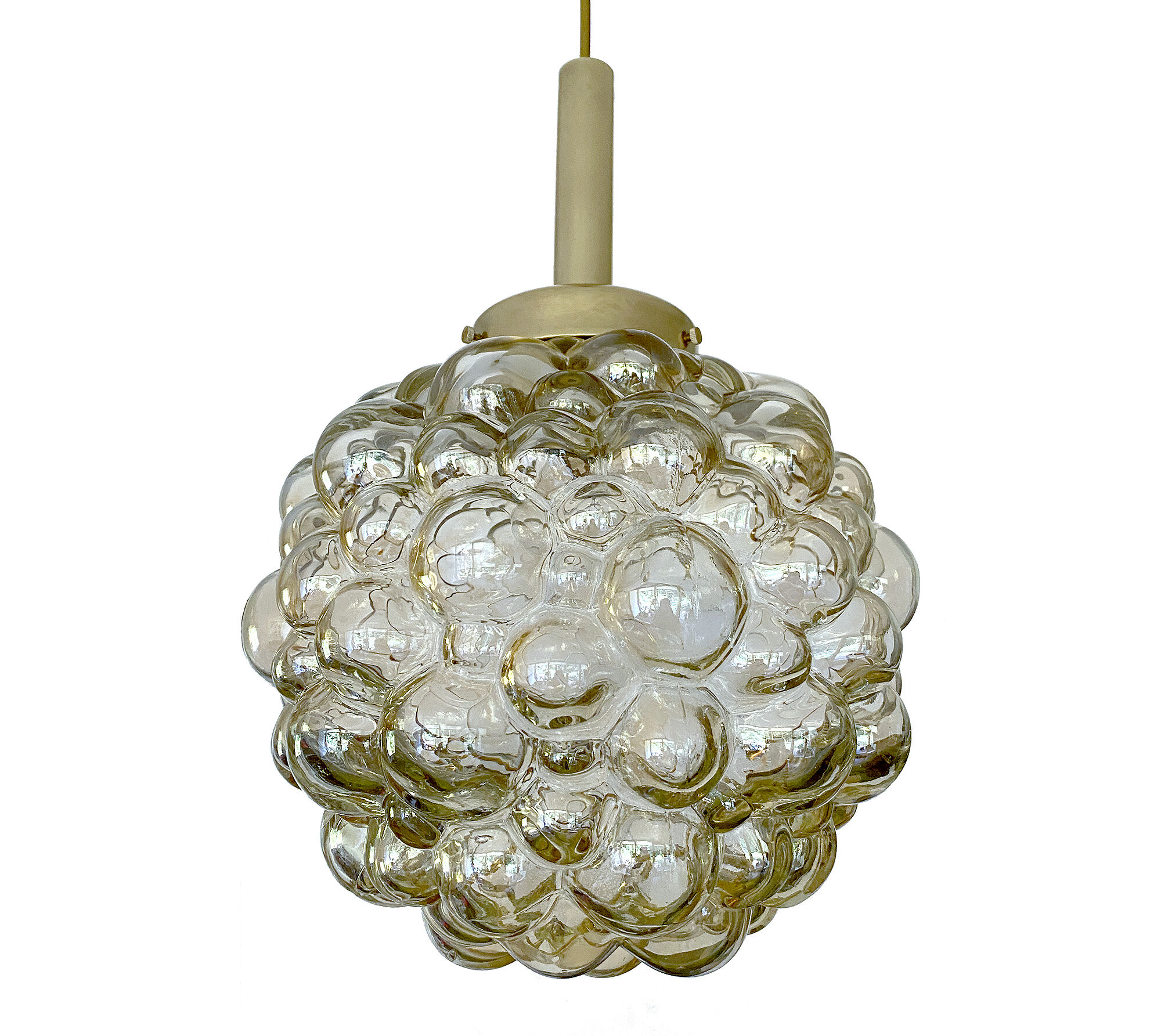 Vintage Limburg pendant lamp, Bubble Glass & Brass, 60s