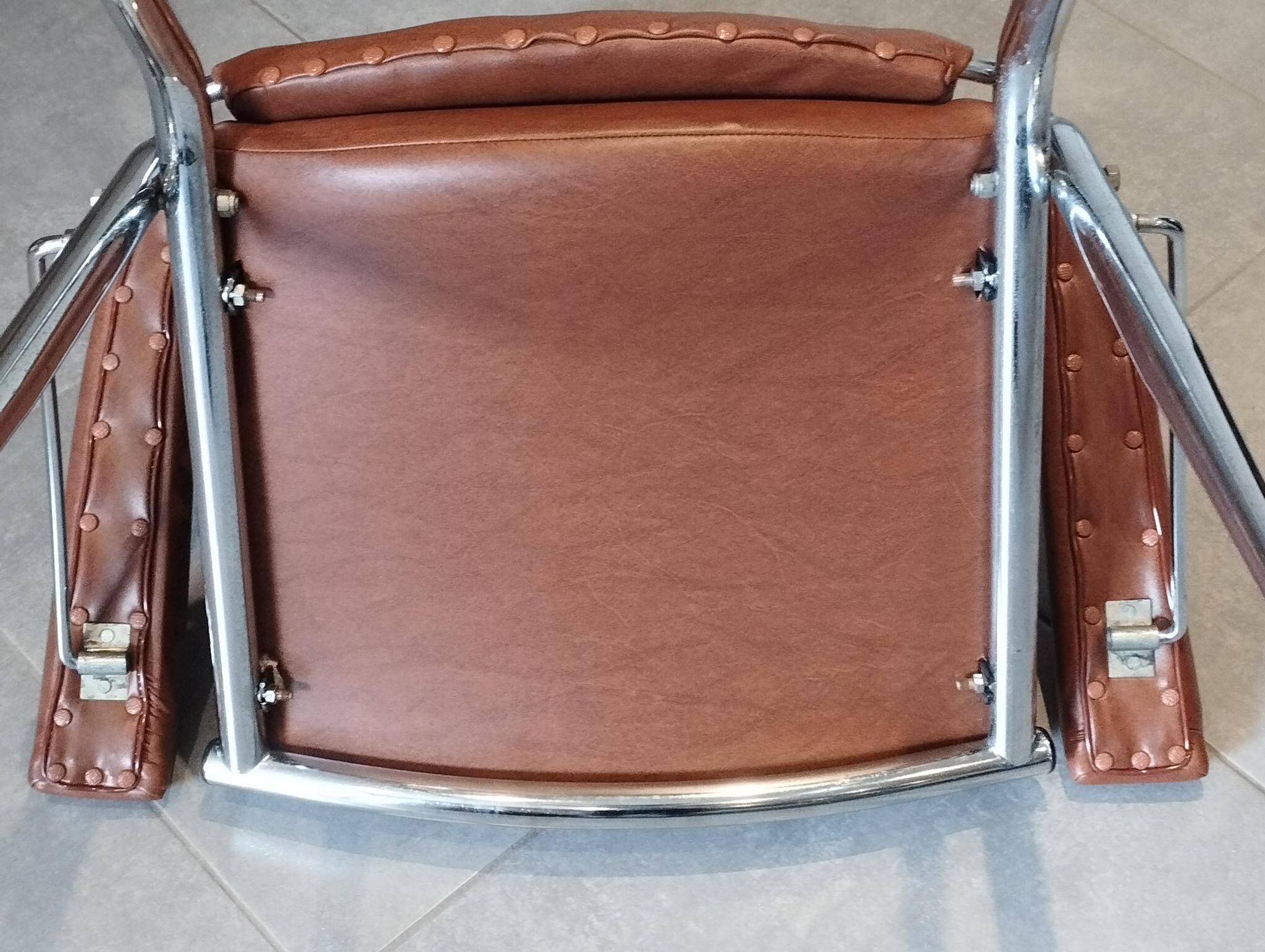 Folding chair attributed to A. Monpoix, modernist design, mid-century, vintage.