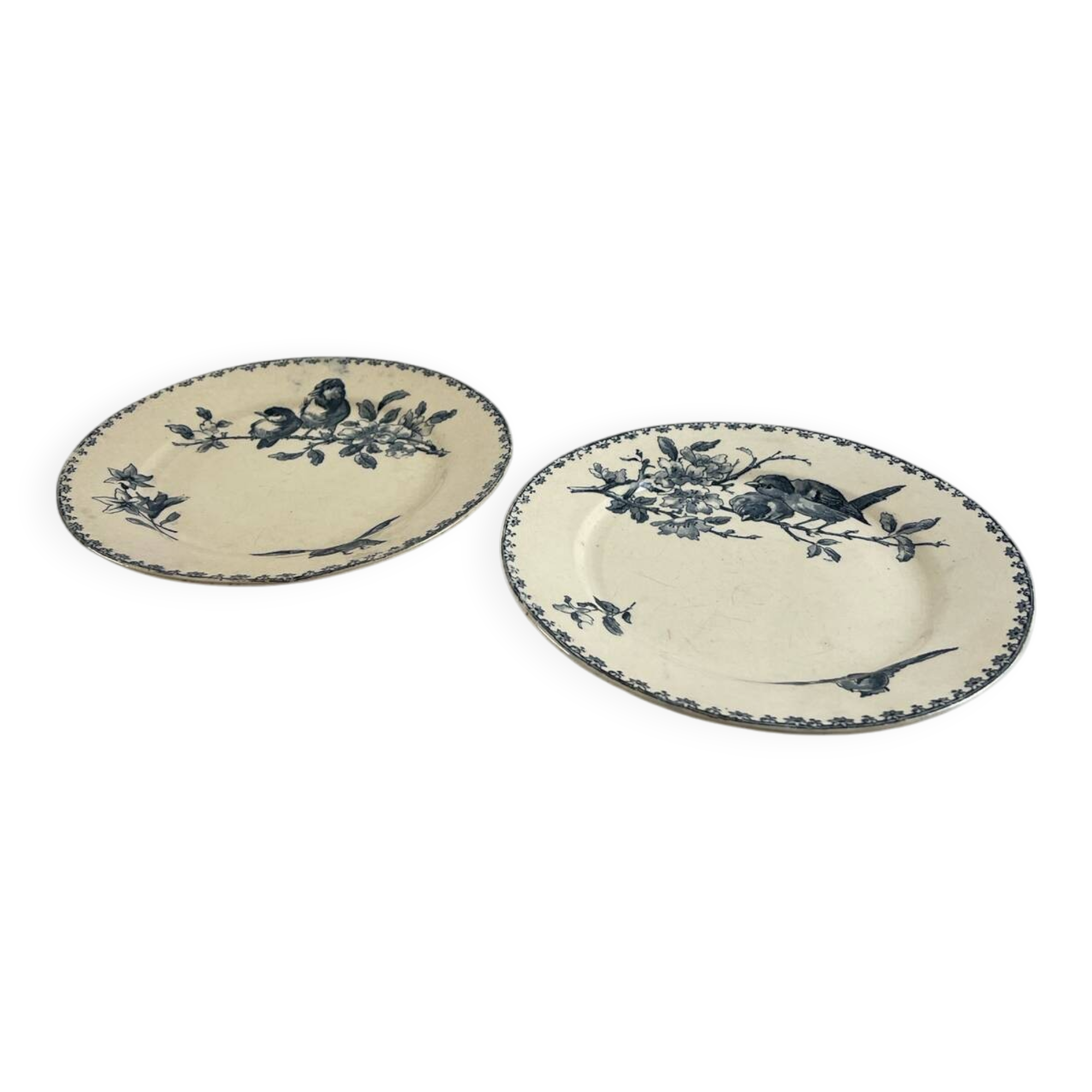 Set of two ironstone plates Sarreguemines Digoin favourite