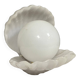 Vintage enameled ceramic table lamp in the shape of an open shell