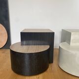 Oak and straw coffee table