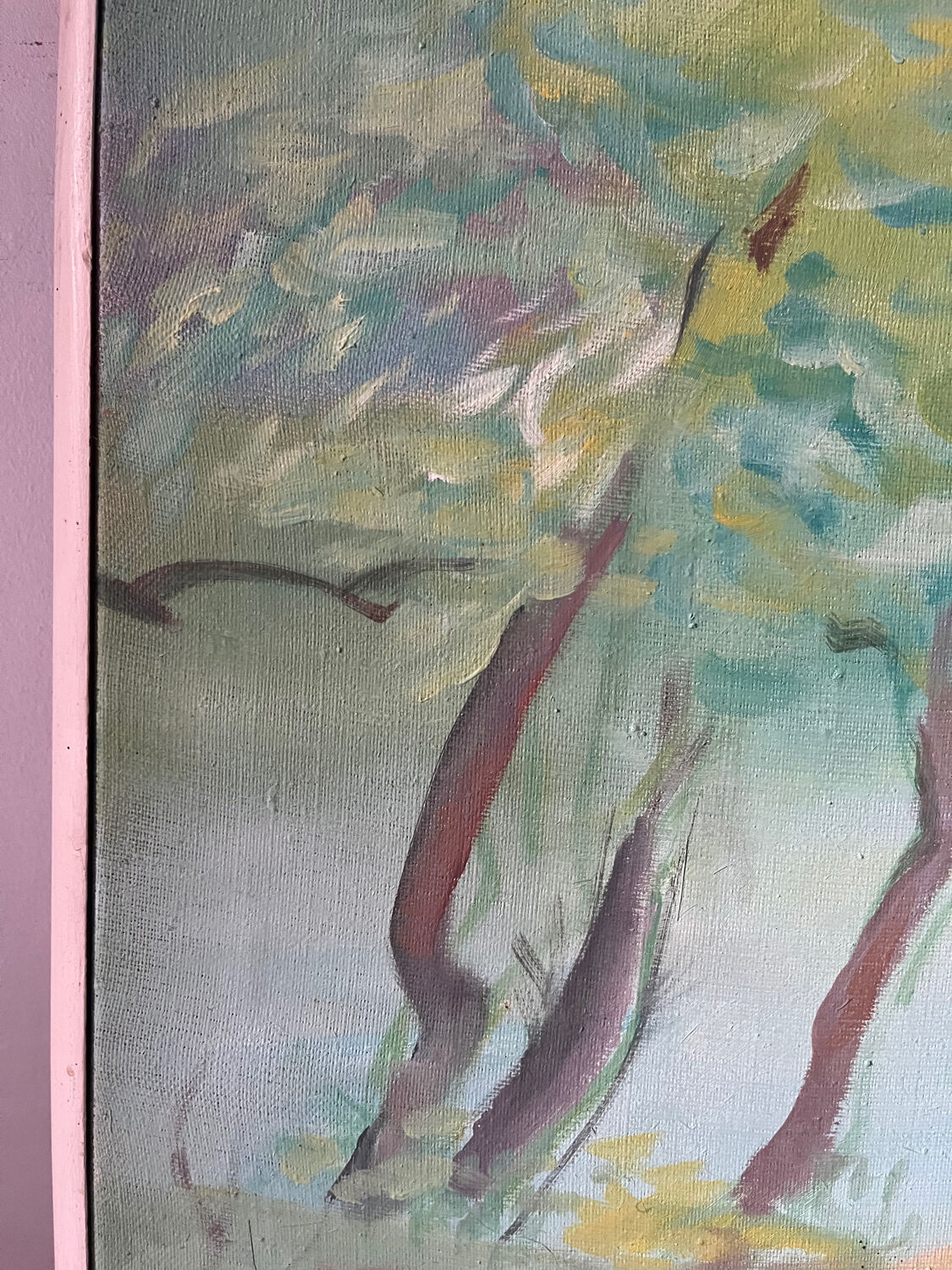 Trees by the lake, oil on canvas