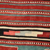 2x13 Green & Red Stair Kilim Runner Rug, 72x387Cm