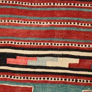 2x13 Green & Red Stair Kilim Runner Rug, 72x387Cm
